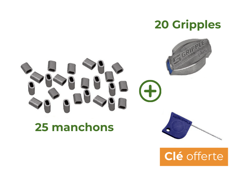Kit tension fil Deltane manchon gripple clé gripple