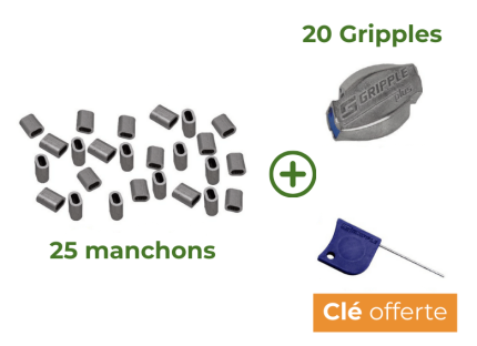 Kit tension fil Deltane manchon gripple clé gripple