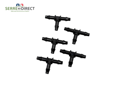 raccord T cannelé pour micro arrosage 6 mm