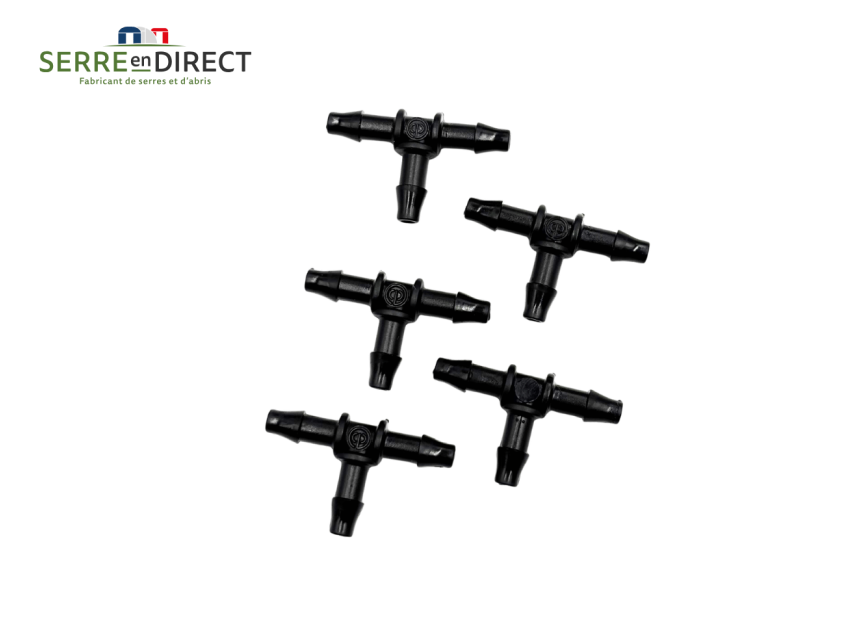 raccord T cannelé pour micro arrosage 6 mm