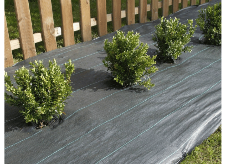 Toile de paillage 2,10 x 20 m. marron dans un jolie jardin