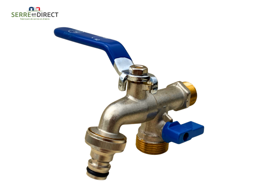 robinet métal double sortie de puisage